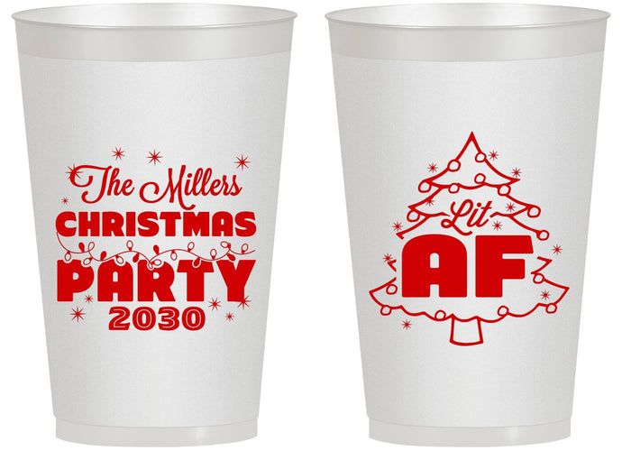 Personalized Christmas 14 oz Frosted Cups - Lit Af | 280090