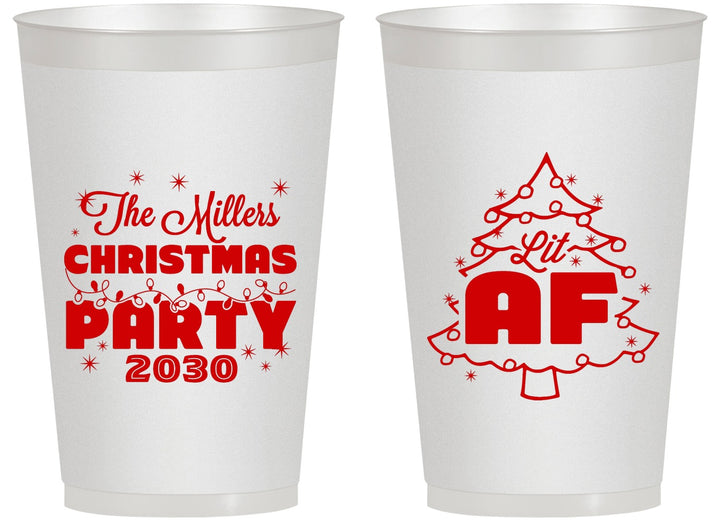 Personalized Christmas 14 oz Frosted Cups - Lit Af | 280090