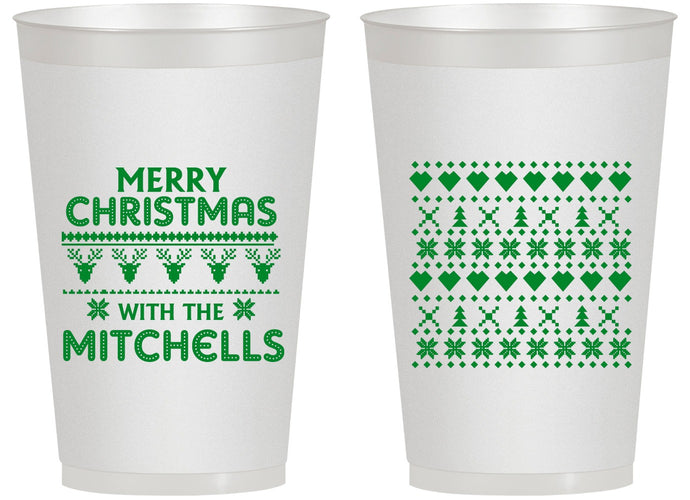 Personalized Christmas 14 oz Frosted Cups - Ugly Sweater | 280091