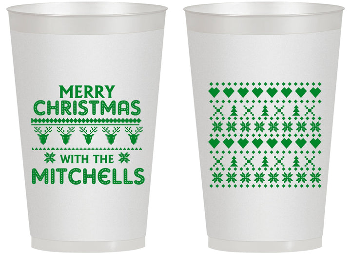Personalized Christmas 14 oz Frosted Cups - Ugly Sweater | 280091