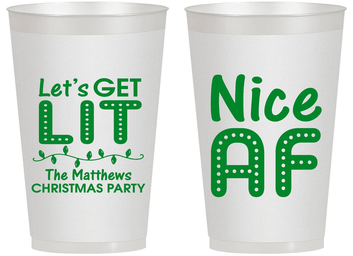 Personalized Christmas 14 oz Frosted Cups - Nice Af | 280093