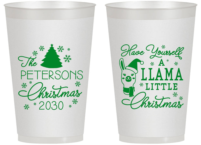 Personalized Christmas 14 oz Frosted Cups - Llama | 280095