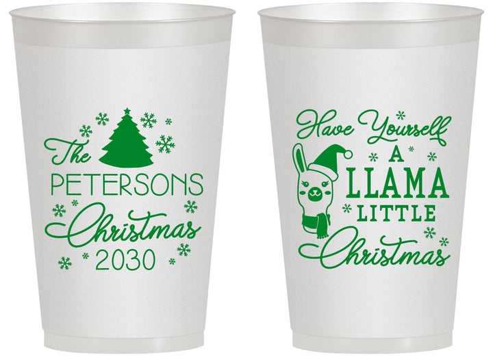 Personalized Christmas 14 oz Frosted Cups - Llama | 280095