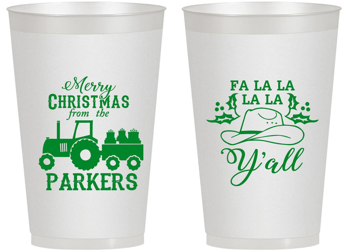 Personalized Christmas 14 oz Frosted Cups - Country | 280097