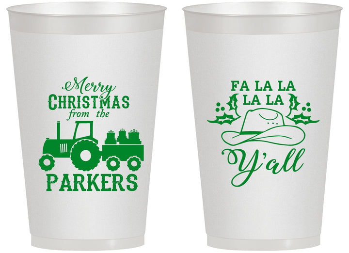 Personalized Christmas 14 oz Frosted Cups - Country | 280097