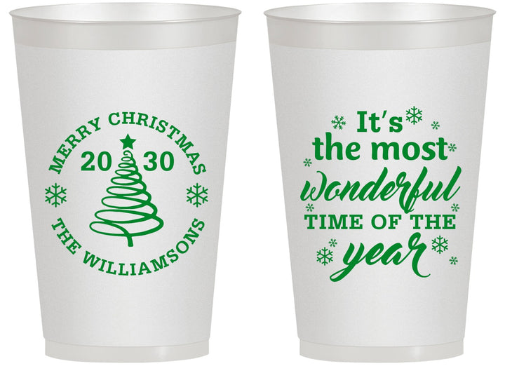 Personalized Christmas 14 oz Frosted Cups - Wonderful Time For A Beer | 280099