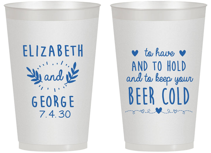 Personalized Wedding 14 oz Frosted Cups - To Have And To Hold | 281