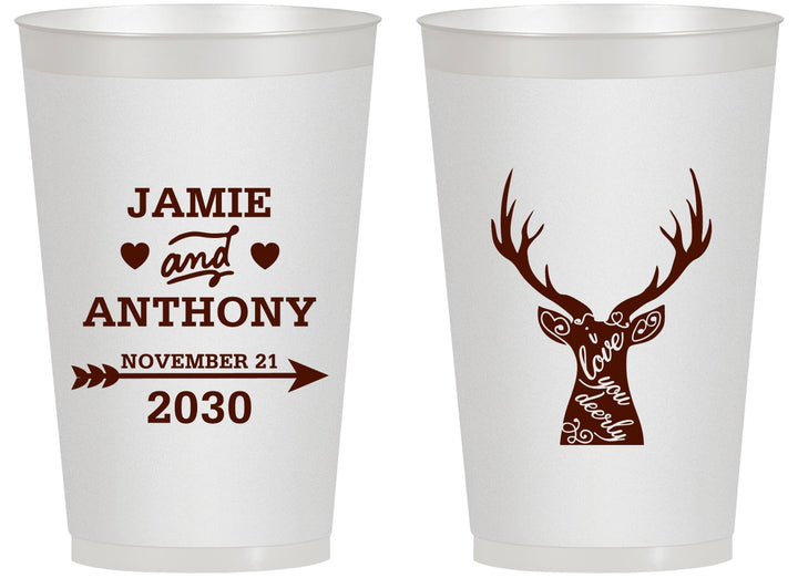 Personalized Wedding 14 oz Frosted Cups - Deer | 282