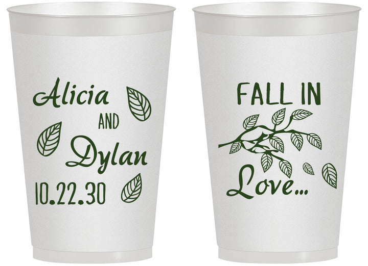 Personalized Wedding 14 oz Frosted Cups - Fall In Love | 283