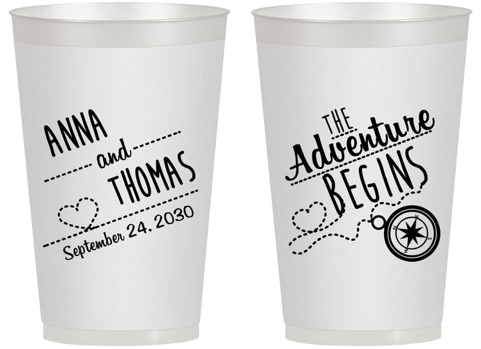 Personalized Wedding 14 oz Frosted Cups - The Adventure Begins | 284