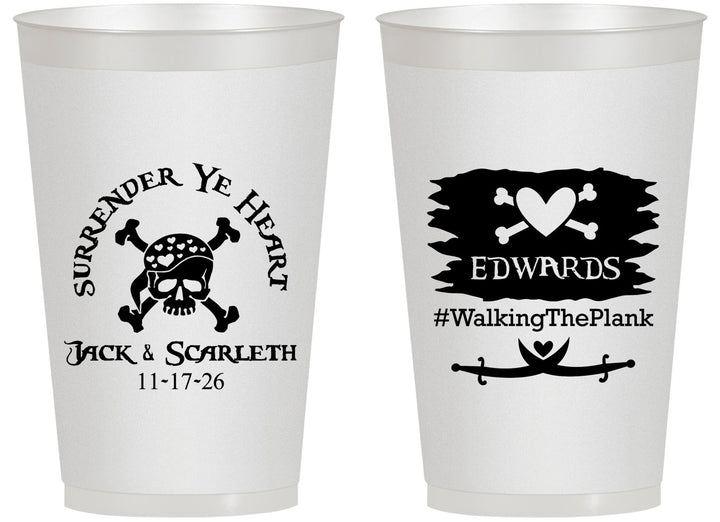 Personalized Wedding 14 oz Frosted Cups - Pirate | 286