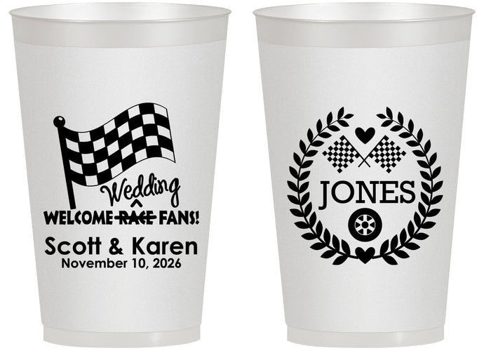 Personalized Wedding 14 oz Frosted Cups - Racing | 289