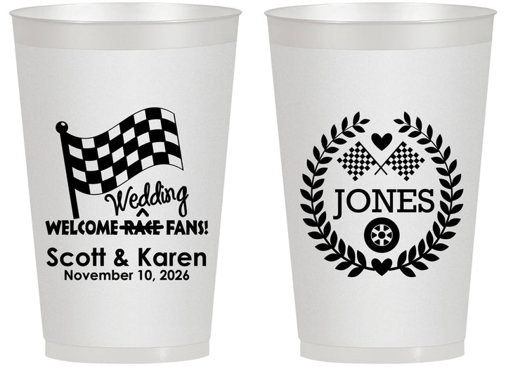 Personalized Wedding 14 oz Frosted Cups - Racing | 289