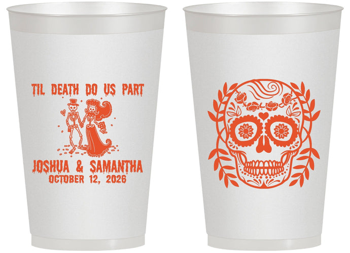 Personalized Wedding 14 oz Frosted Cups - Til Death Do Us Part | 297