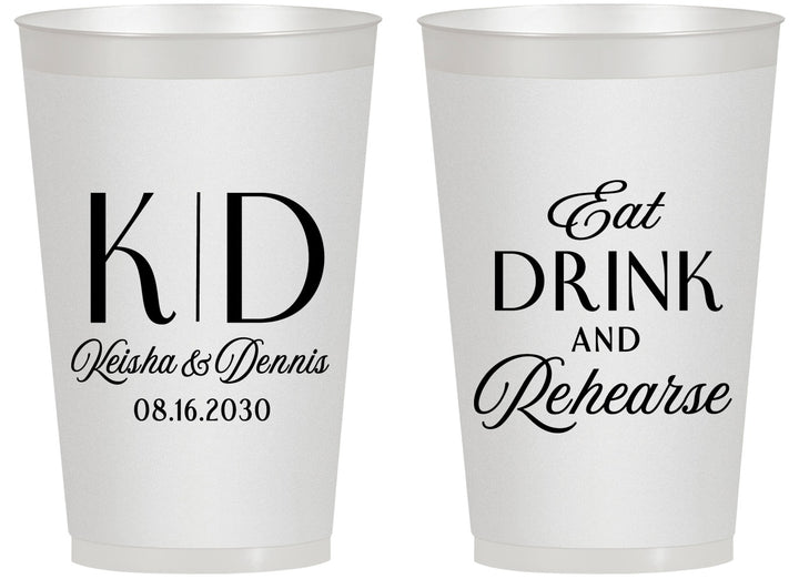 Personalized Rehearsal Dinner 14 oz Frosted Cups - Eat Drink Rehearse | 30000