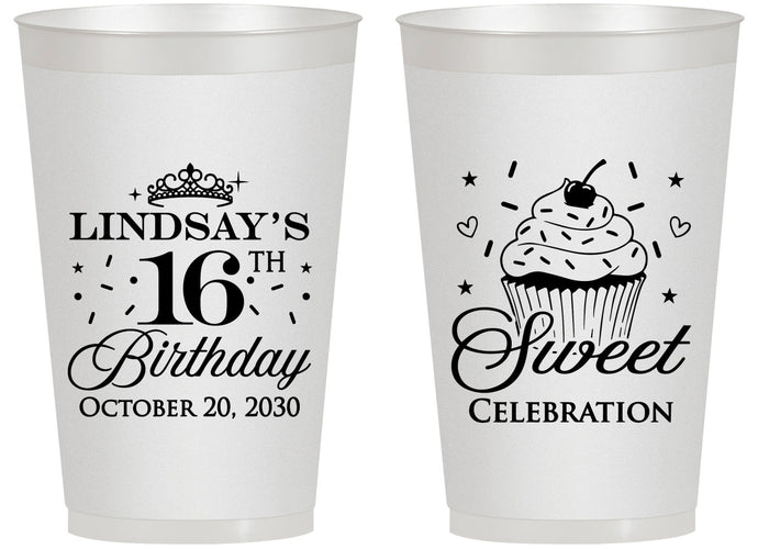 Personalized 16th Birthday 14 oz Frosted Cups - Cupcake | 300000