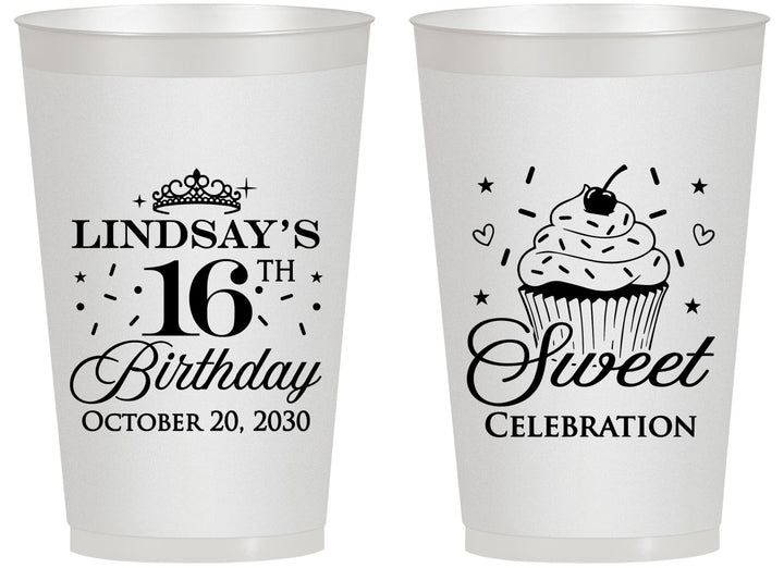 Personalized 16th Birthday 14 oz Frosted Cups - Cupcake | 300000