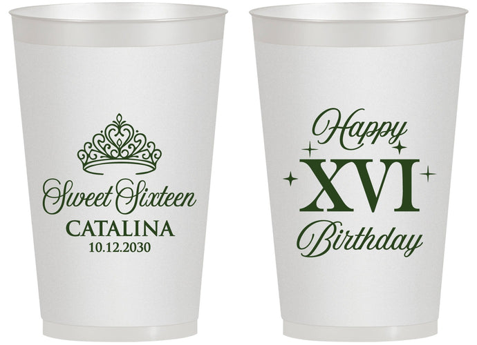 Personalized 16th Birthday 14 oz Frosted Cups - Tiara | 300002