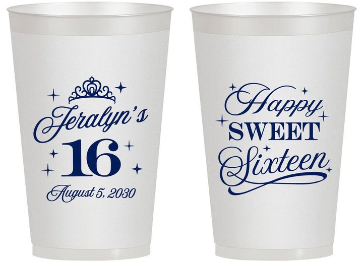 Personalized 16th Birthday 14 oz Frosted Cups - Tiara | 300004