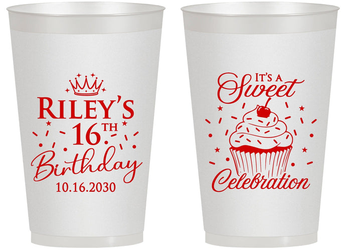 Personalized 16th Birthday 14 oz Frosted Cups - Cupcake | 300006