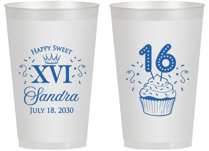Personalized 16th Birthday 14 oz Frosted Cups - Cupcake | 300007
