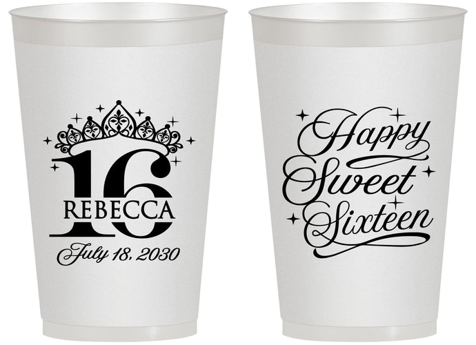 Personalized 16th Birthday 14 oz Frosted Cups - Tiara | 300008