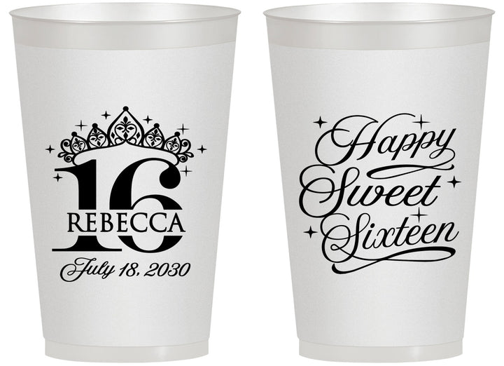 Personalized 16th Birthday 14 oz Frosted Cups - Tiara | 300008