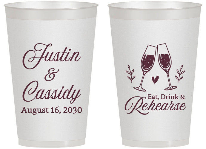 Personalized Rehearsal Dinner 14 oz Frosted Cups - Eat Drink Rehearse | 30001