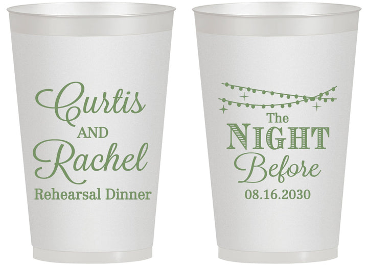 Personalized Rehearsal Dinner 14 oz Frosted Cups - The Night Before | 30006