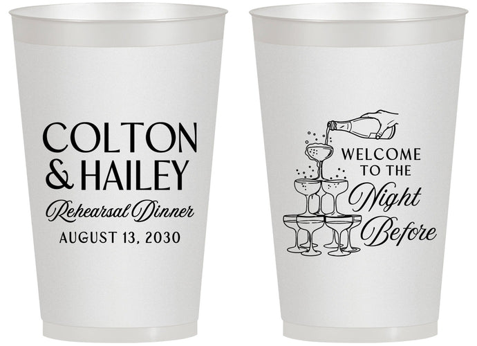 Personalized Rehearsal Dinner 14 oz Frosted Cups - The Night Before | 30007