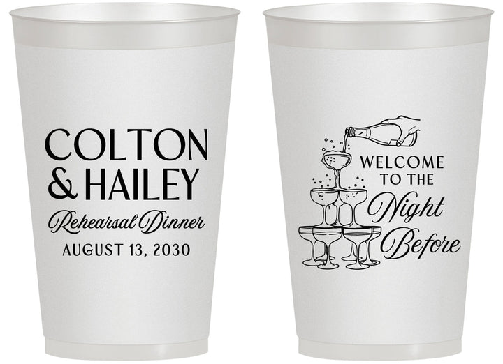 Personalized Rehearsal Dinner 14 oz Frosted Cups - The Night Before | 30007