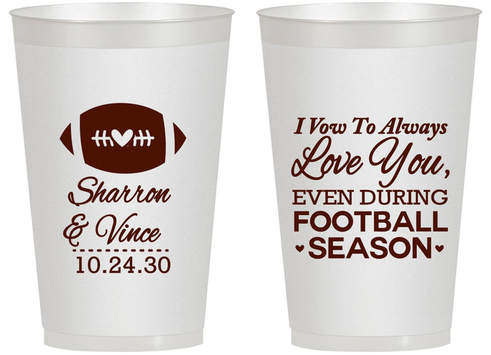 Personalized Wedding 14 oz Frosted Cups - Football | 302