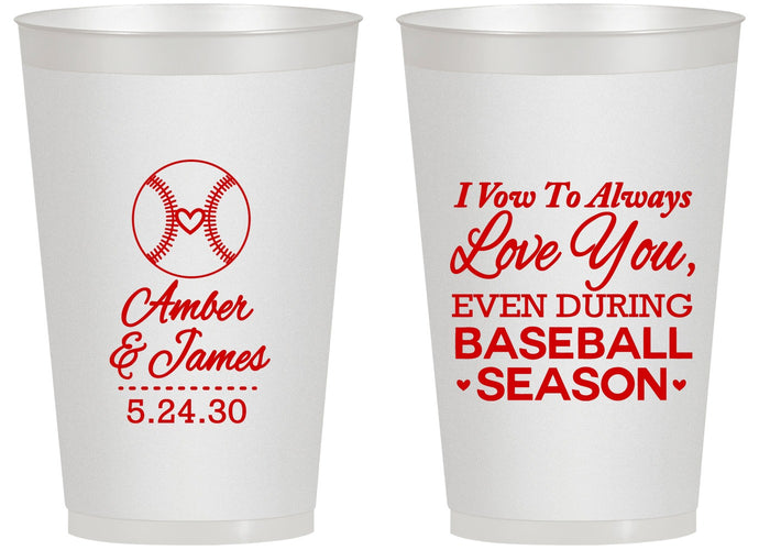 Personalized Wedding 14 oz Frosted Cups - Baseball | 303