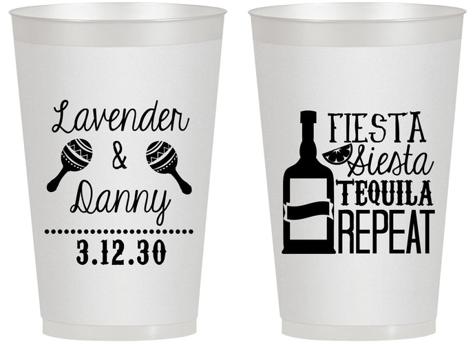 Personalized Wedding 14 oz Frosted Cups - Fiesta Siesta Tequila Repeat | 306