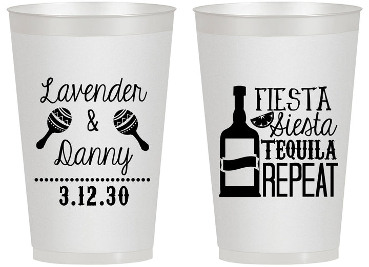 Personalized Wedding 14 oz Frosted Cups - Fiesta Siesta Tequila Repeat | 306