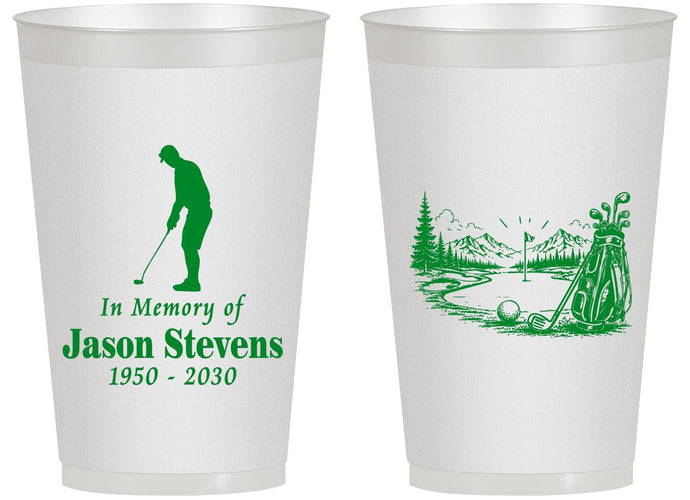 Personalized Memorial 14 oz Frosted Cups - Heavens Finest Fairways | 310009