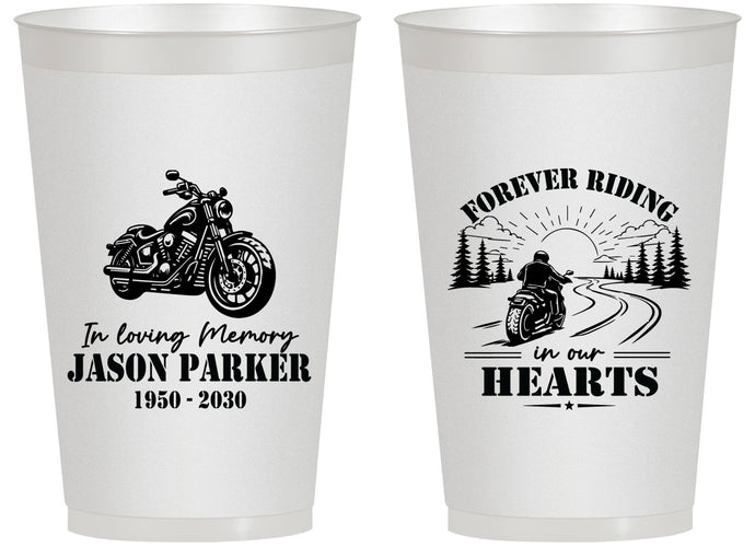 Personalized Memorial 14 oz Frosted Cups - Riding In Our Hearts | 310014