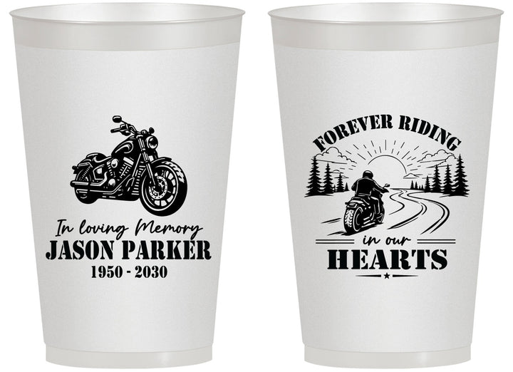 Personalized Memorial 14 oz Frosted Cups - Riding In Our Hearts | 310014