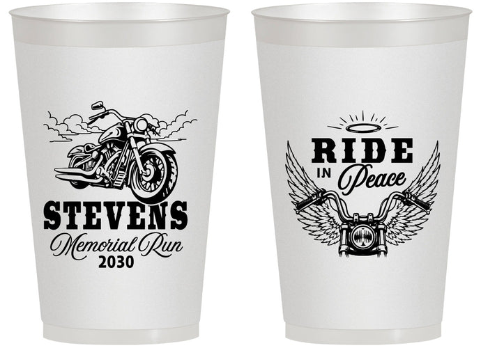 Personalized Memorial 14 oz Frosted Cups - Ride In Peace | 310015
