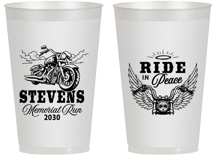 Personalized Memorial 14 oz Frosted Cups - Ride In Peace | 310015
