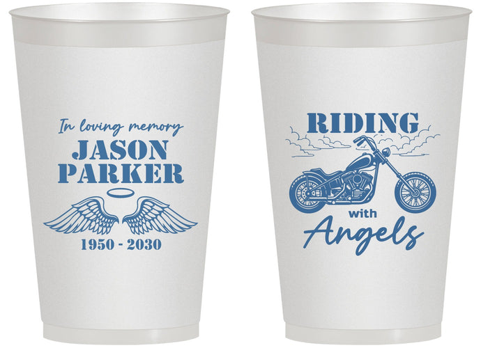 Personalized Memorial 14 oz Frosted Cups - Riding With Angels | 310018