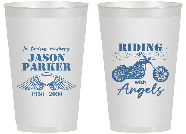 Personalized Memorial 14 oz Frosted Cups - Riding With Angels | 310018