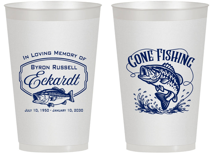 Personalized Memorial 14 oz Frosted Cups - Gone Fishing | 310022