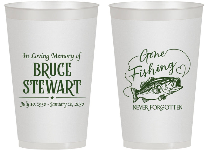 Personalized Memorial 14 oz Frosted Cups - Gone Fishing | 310023