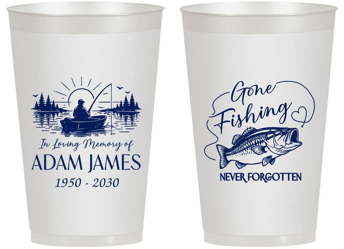 Personalized Memorial 14 oz Frosted Cups - Gone Fishing | 310024