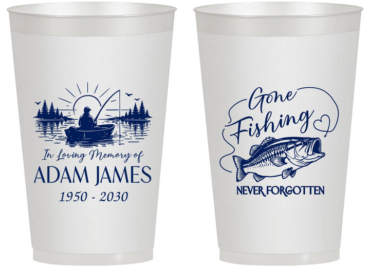 Personalized Memorial 14 oz Frosted Cups - Gone Fishing | 310024