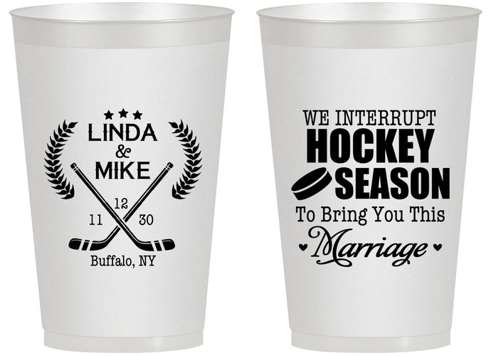 Personalized Wedding 14 oz Frosted Cups - We Interrupt Hockey | 312