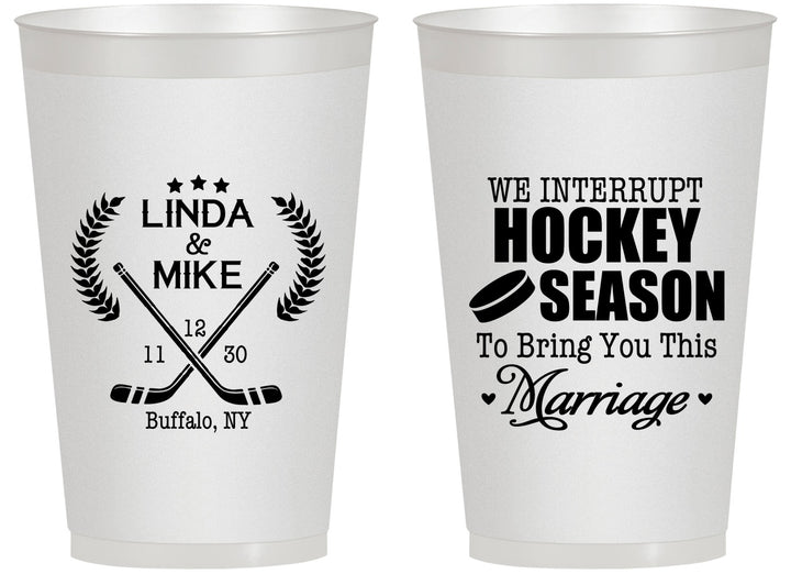 Personalized Wedding 14 oz Frosted Cups - We Interrupt Hockey | 312