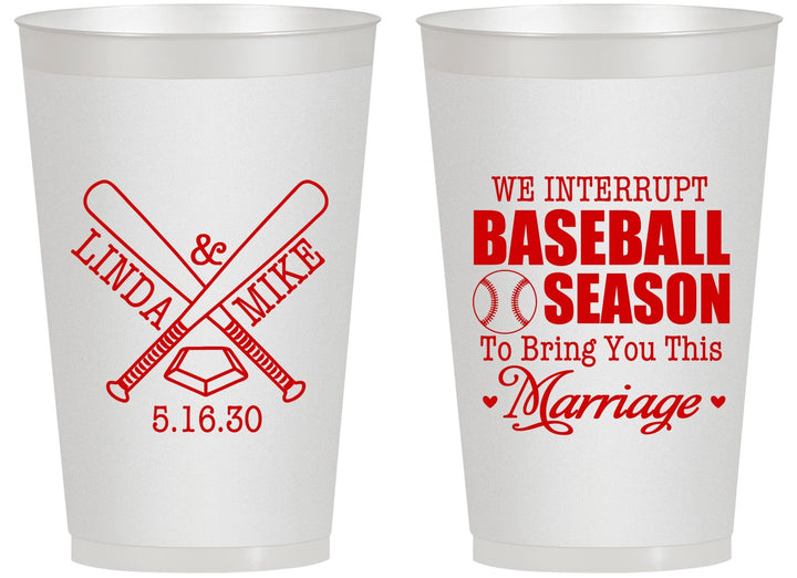 Personalized Wedding 14 oz Frosted Cups - We Interrupt Baseball | 313