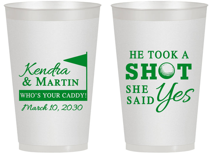 Personalized Wedding 14 oz Frosted Cups - Took A Shot Golf | 320